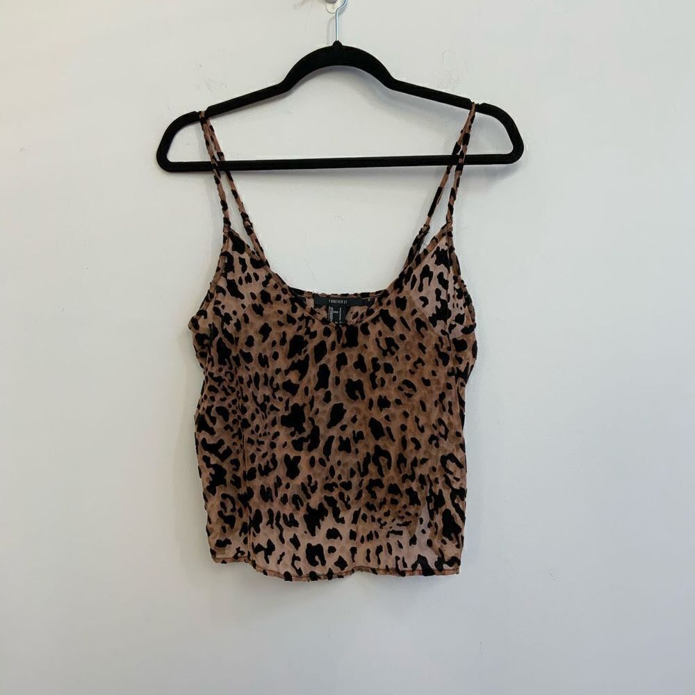 Forever 21 Sheer Velvet Leopard Spots Slinky Cami Size Small